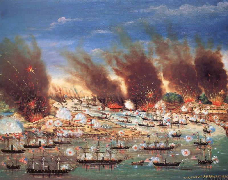 unknow artist Farragut-s Fleet Passing Fort Jackson and Fort St.Philip,Louisiana France oil painting art